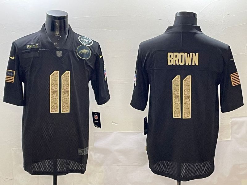 Men Philadelphia Eagles #11 Brown Black 2025 Nike Salute to Service Limited NFL Jersey style 3